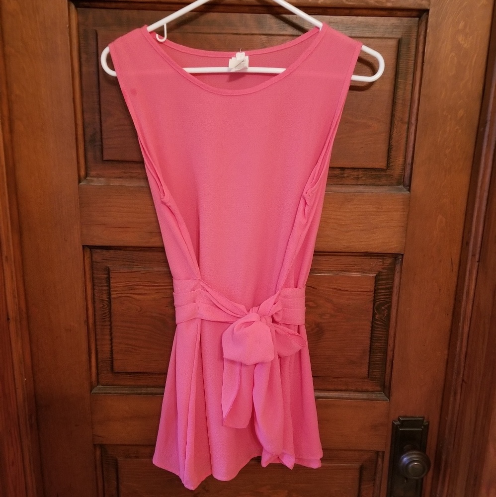 Pink blush tied tunic top